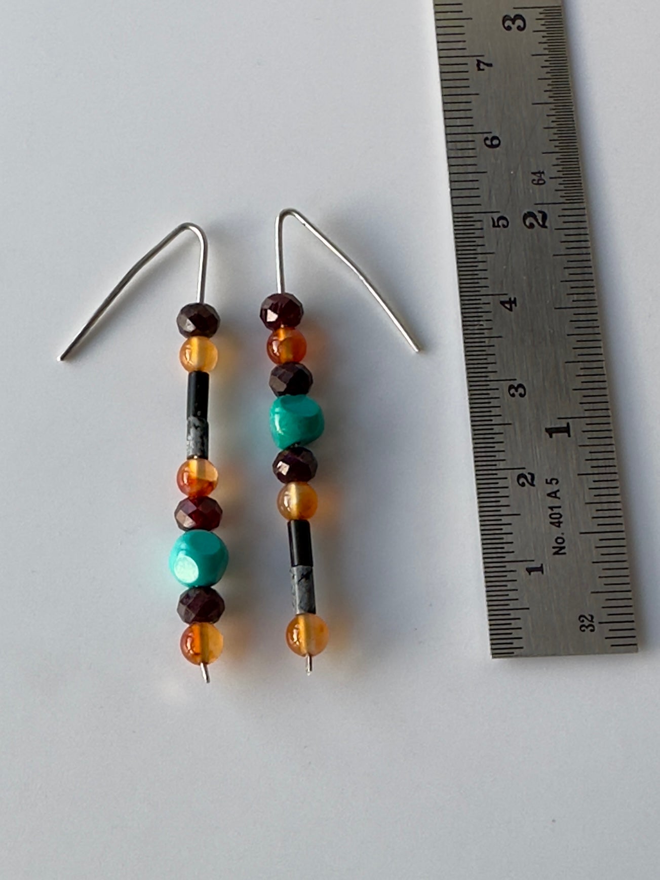 Aquarius birthstone Healing Crystal earrings for Strength and Courage showing length of 5cm