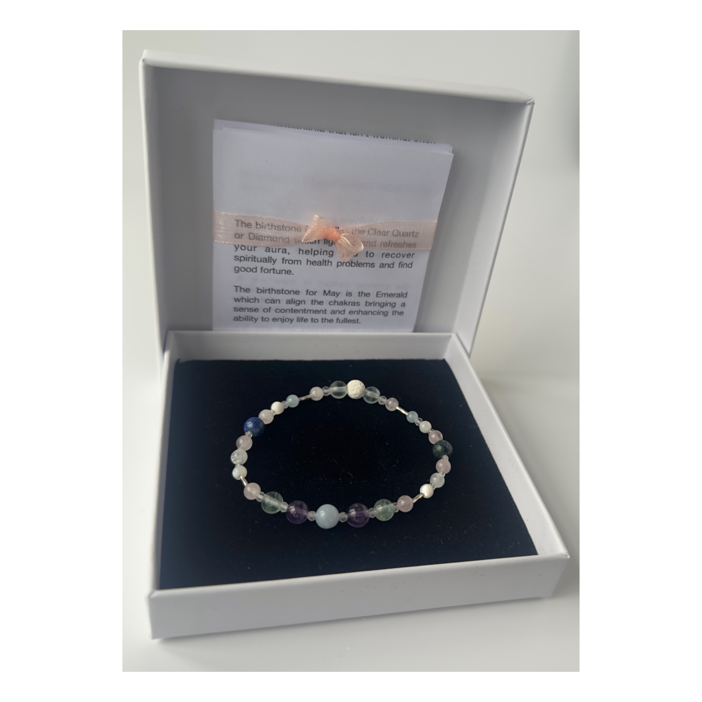 Aquarius Birthstone Healing Crystal bracelet for Calm & Anxiety Relief in gift box
