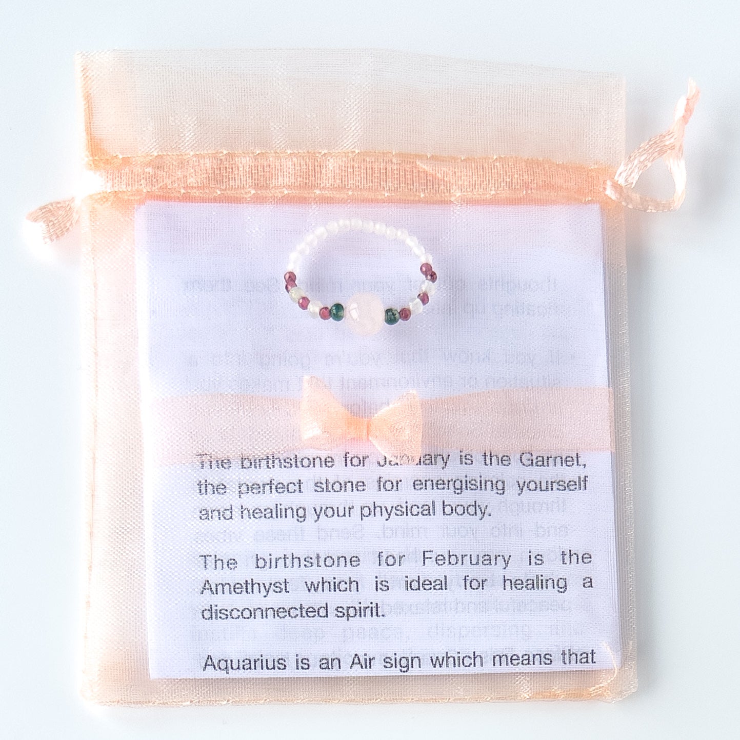 Aquarius Healing Crystal ring for Love with packaging