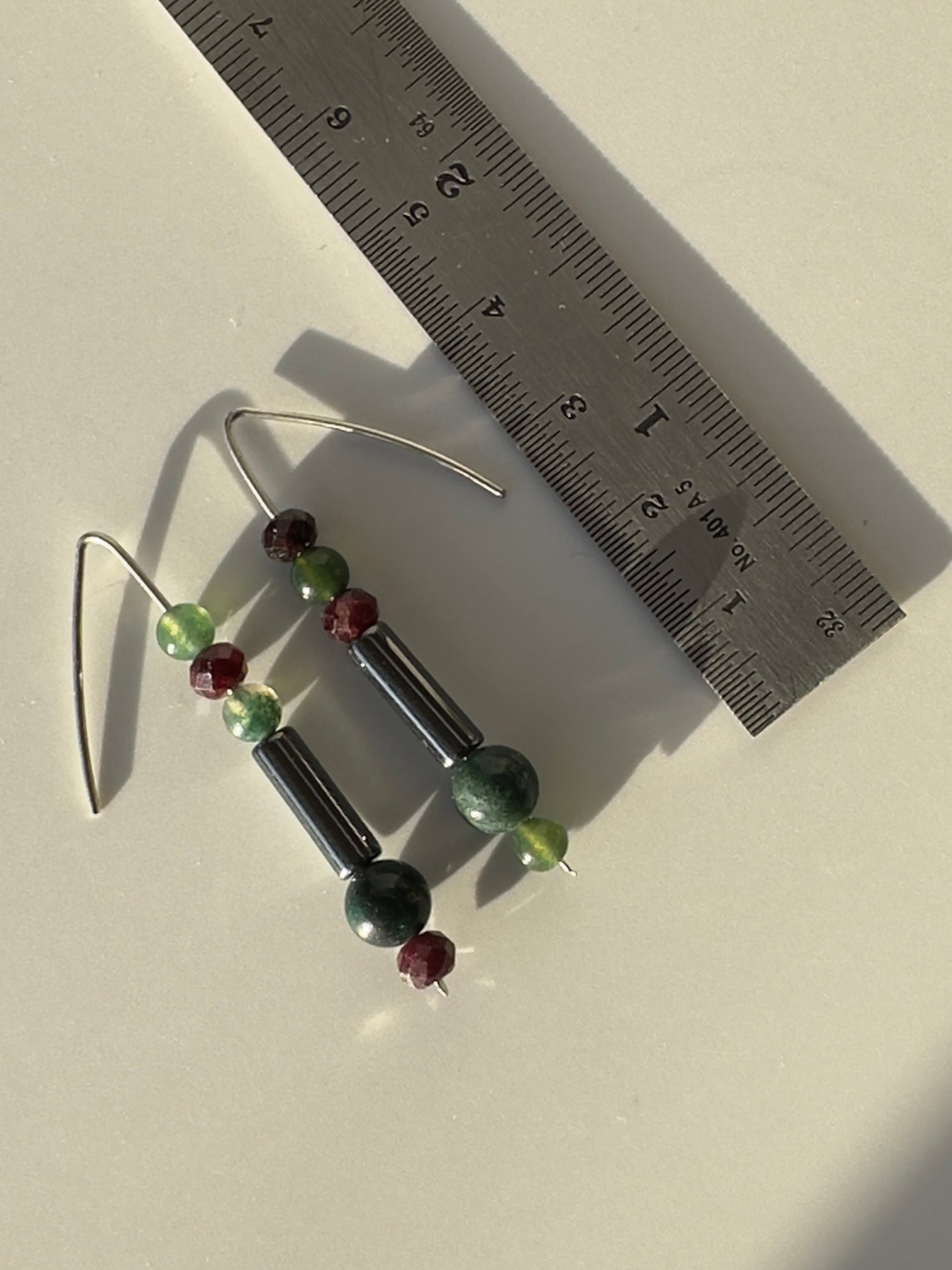 Aquarius birthstone Healing Crystal earrings for Love and Compassion showing the length as 5 cm