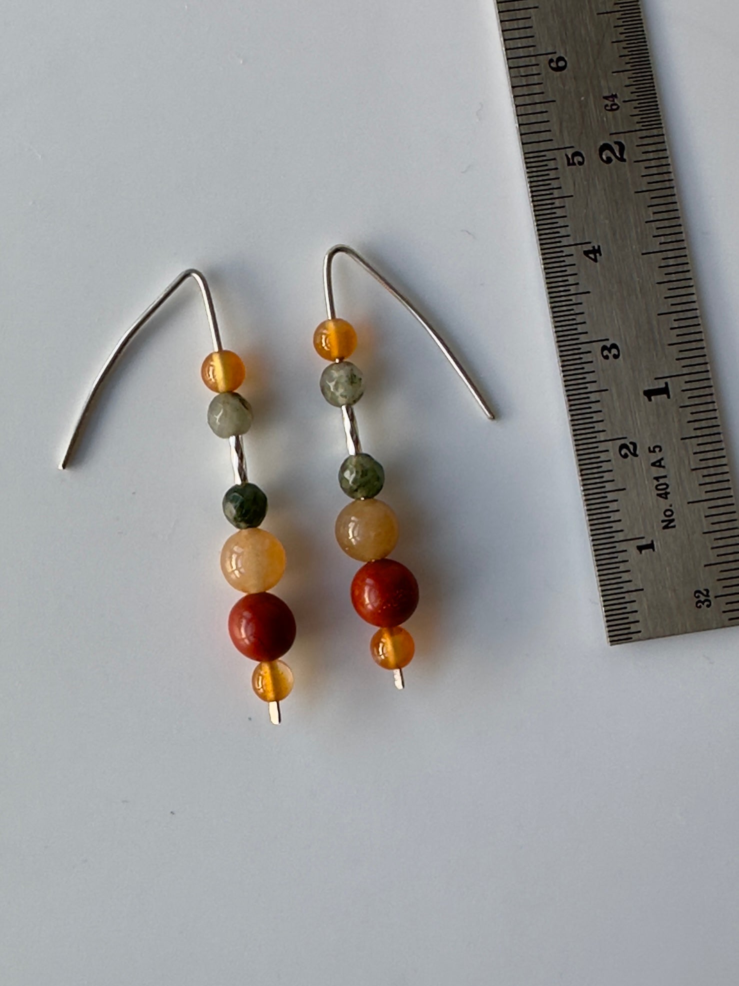Aries birthstone Healing Crystal earrings for Strength and Courage showing size as 4.5cm