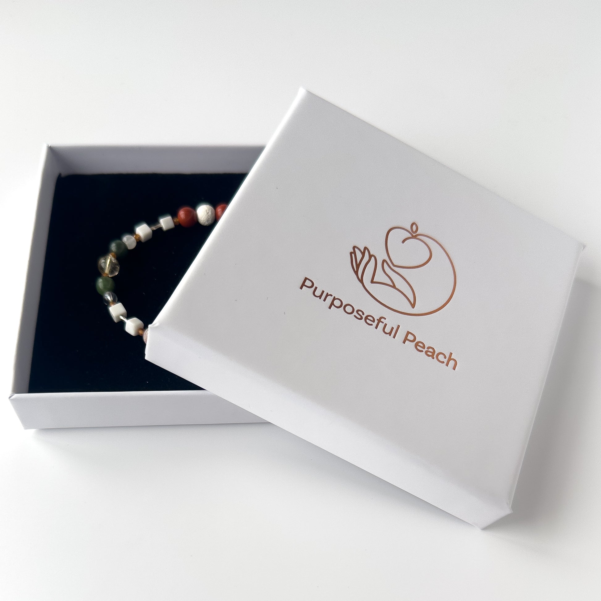 Aries Healing Crystal bracelet for Love in Purposeful Peach gift box