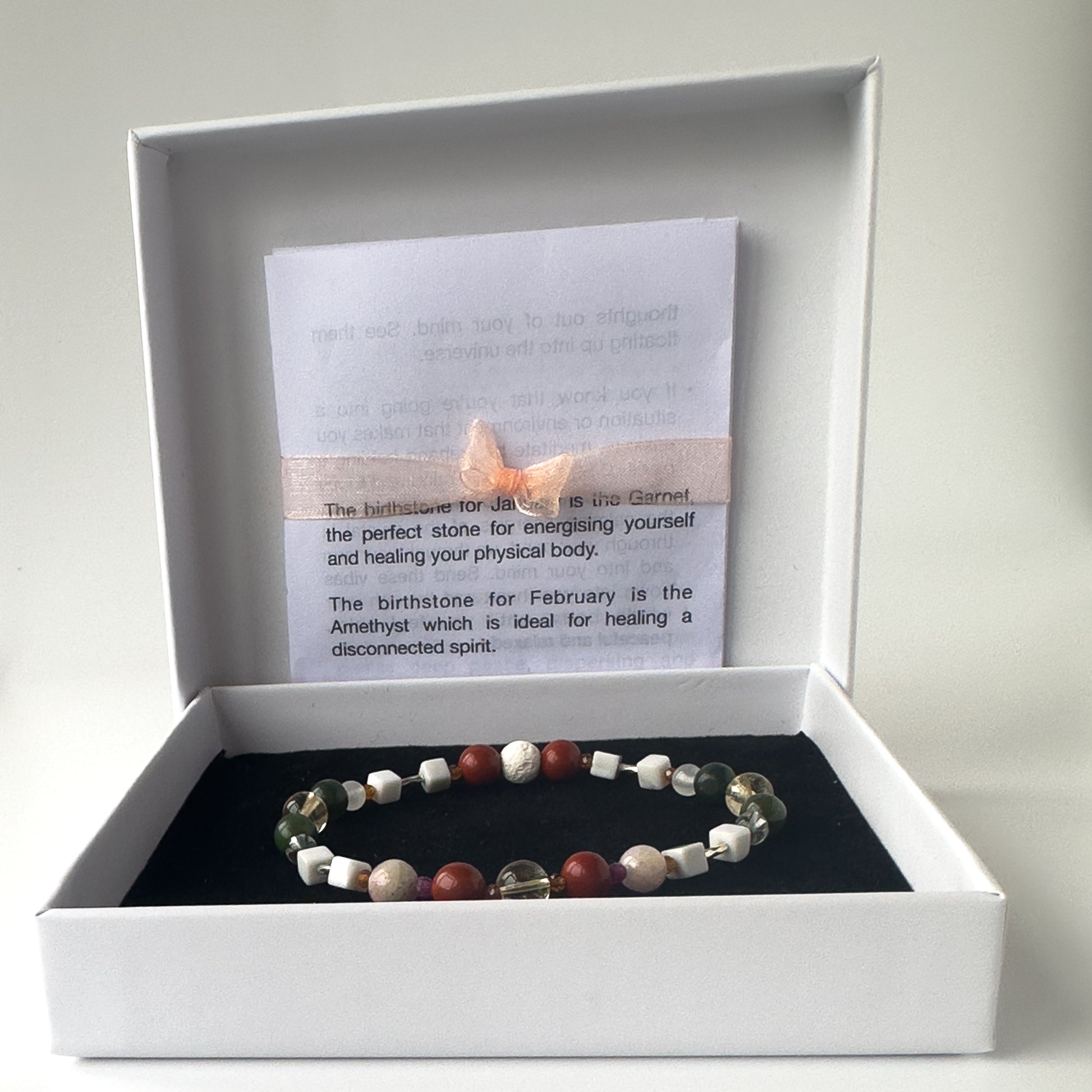 Aries Birthstone Healing Crystal bracelet for Love and Compassion in box