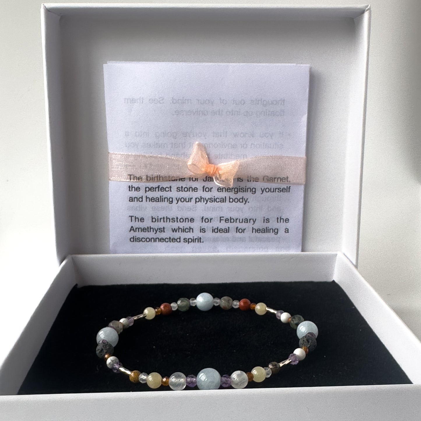 Aries Birthstone Healing Crystal bracelet for Calm & Stress relief in box