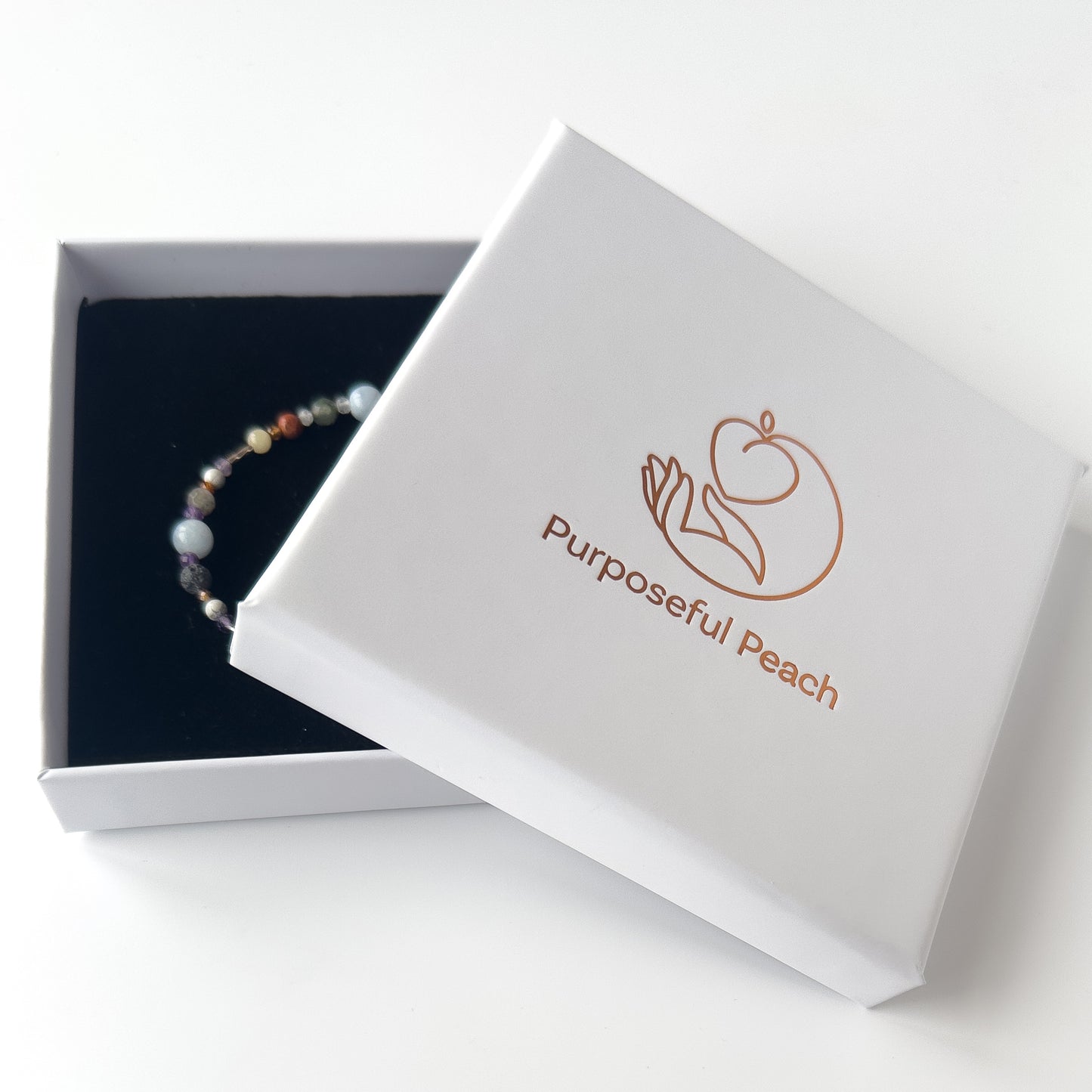 Aries Healing Crystal bracelet for Stress in branded Purposeful Peach box