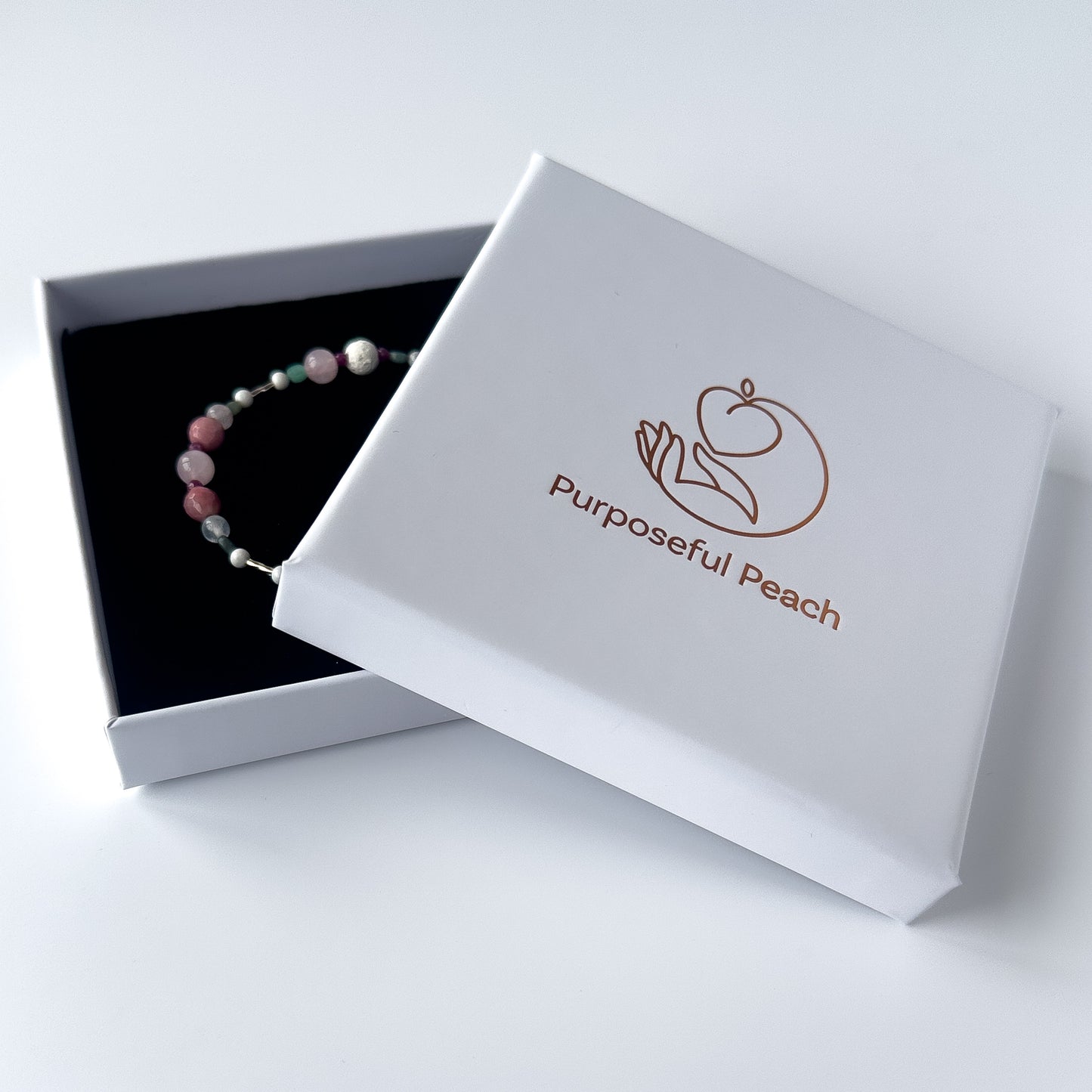 Cancer Healing Crystal bracelet for Love in branded Purposeful Peach box