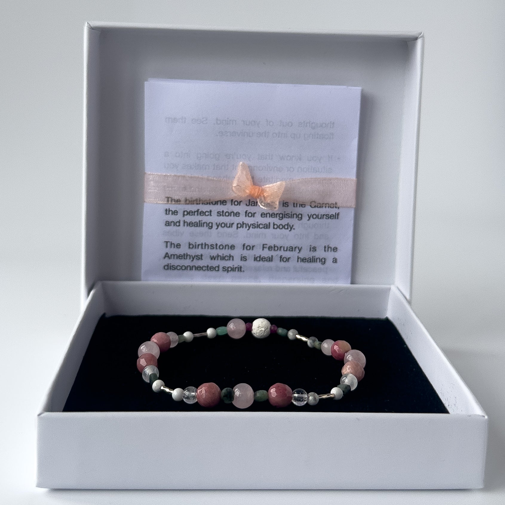 Cancer birthstone Healing Crystal bracelet for Love and Compassion in box