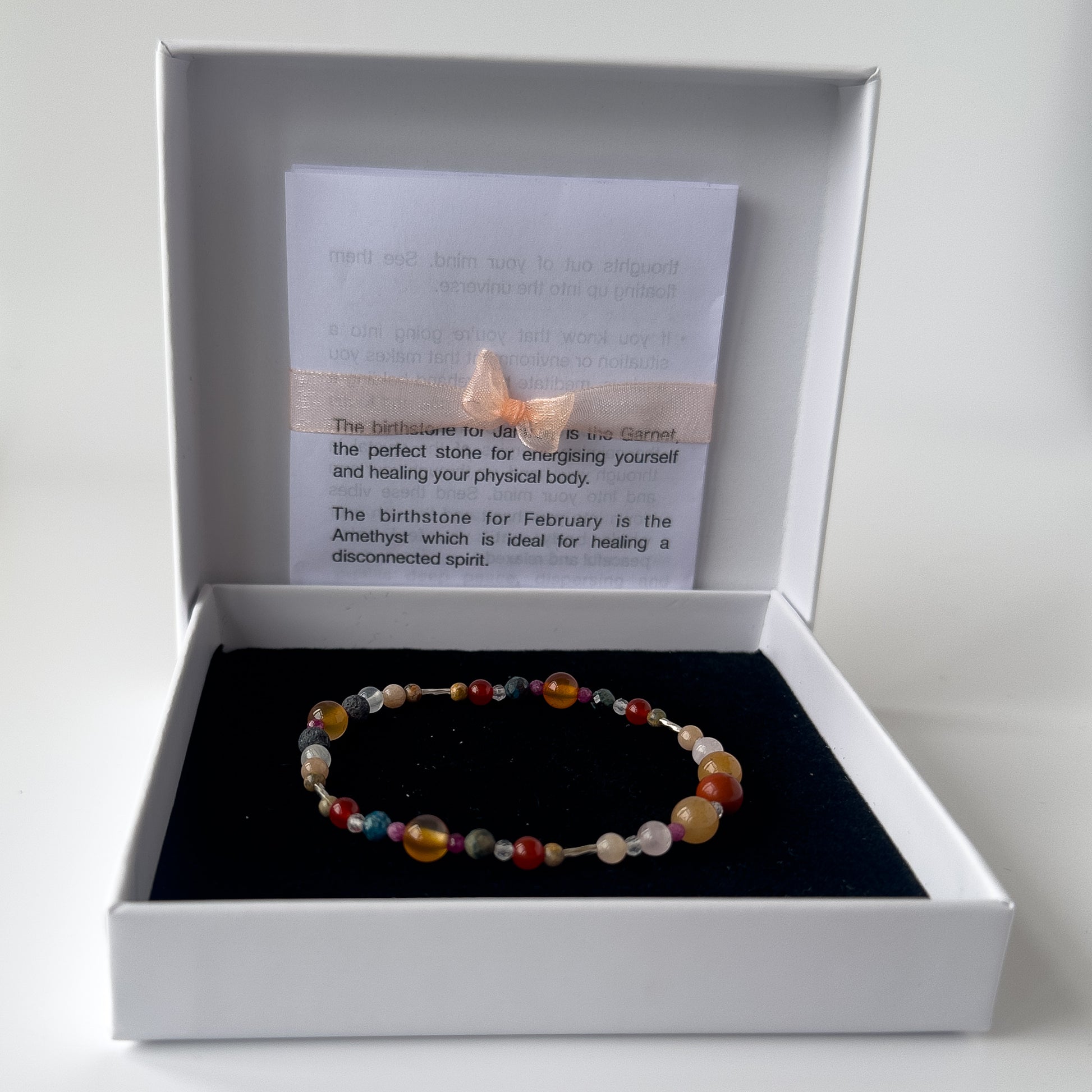 Cancer Birthstone Healing Crystal bracelet for Determination & Willpower in box