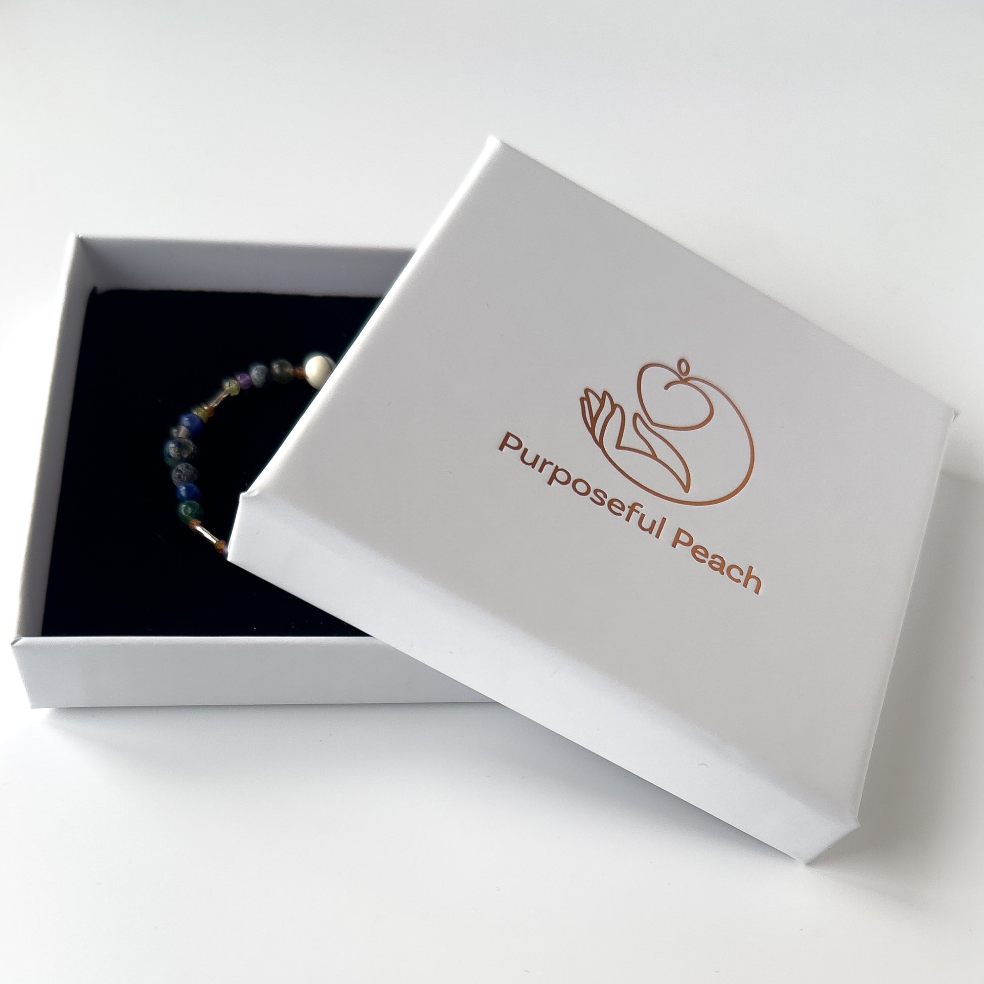 Capricorn Handmade Healing Crystal bracelet for Stress in branded Purposeful Peach box