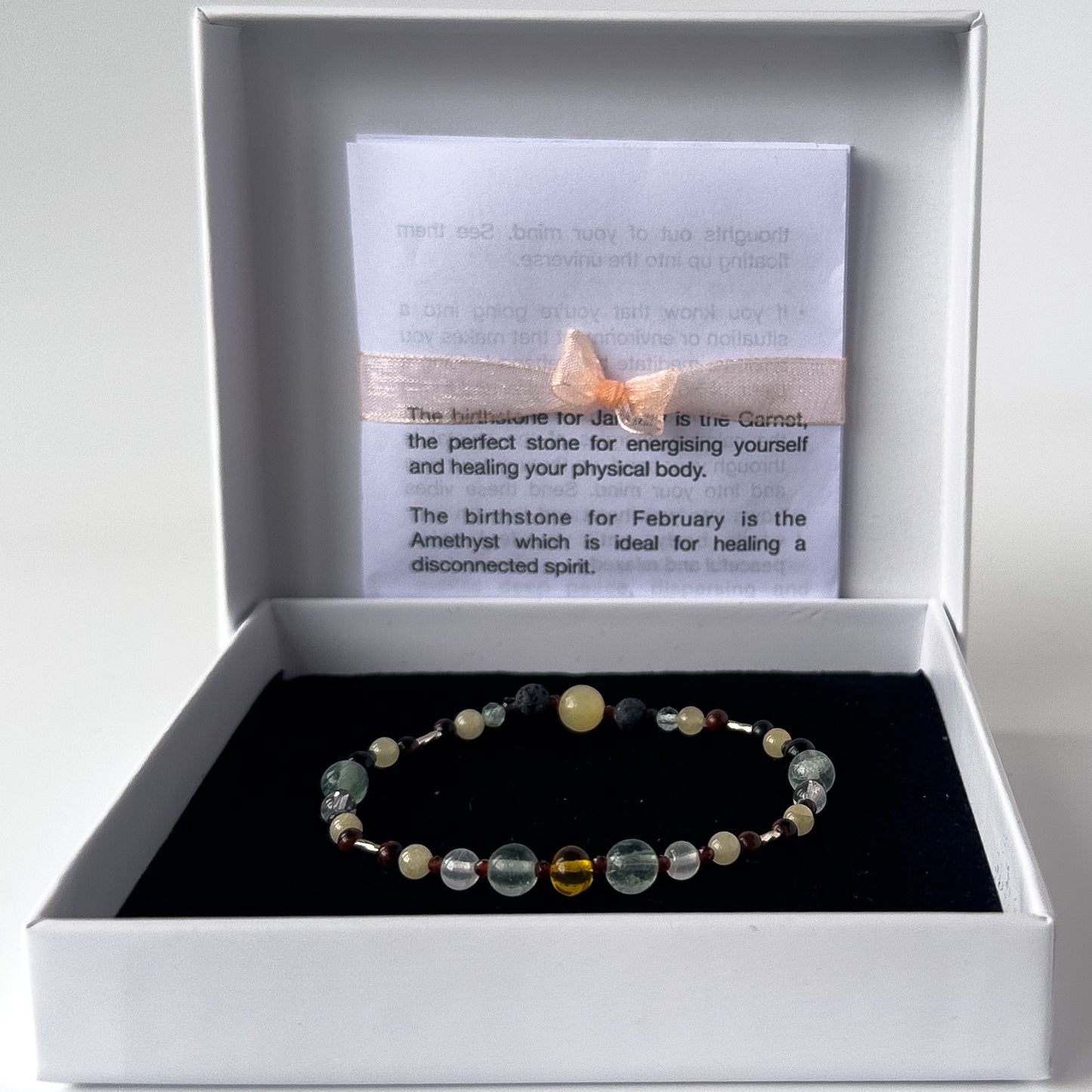 Capricorn Birthstone Healing Crystal bracelet for Confidence and Self-esteem in box