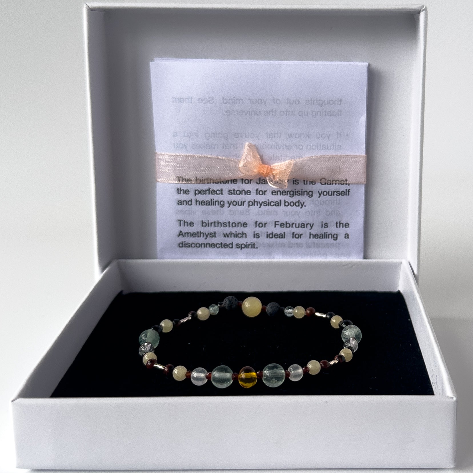 Capricorn Birthstone Healing Crystal bracelet for Confidence and Self-esteem in box