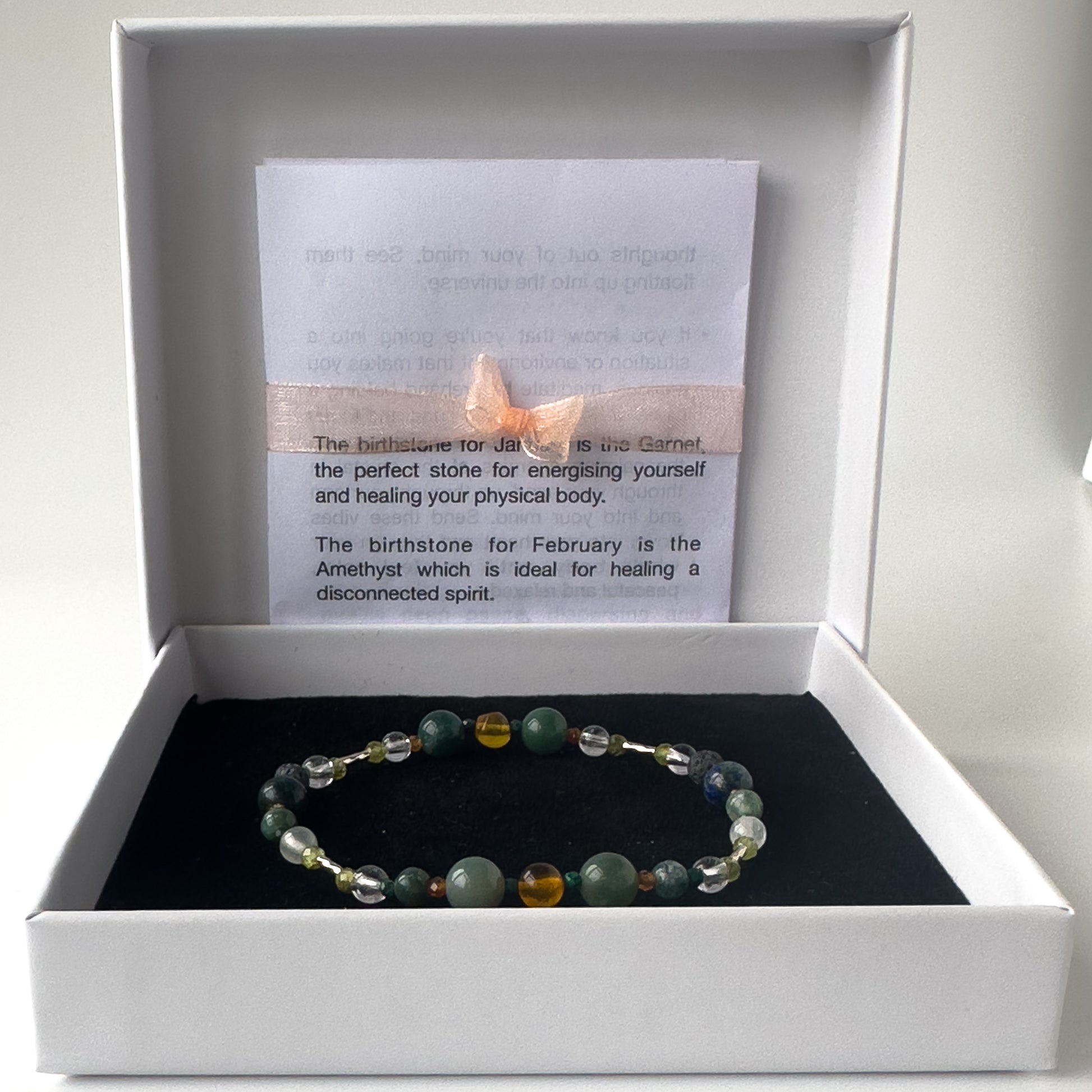 Capricorn Birthstone Healing Crystal bracelet for Love and Compassion in box