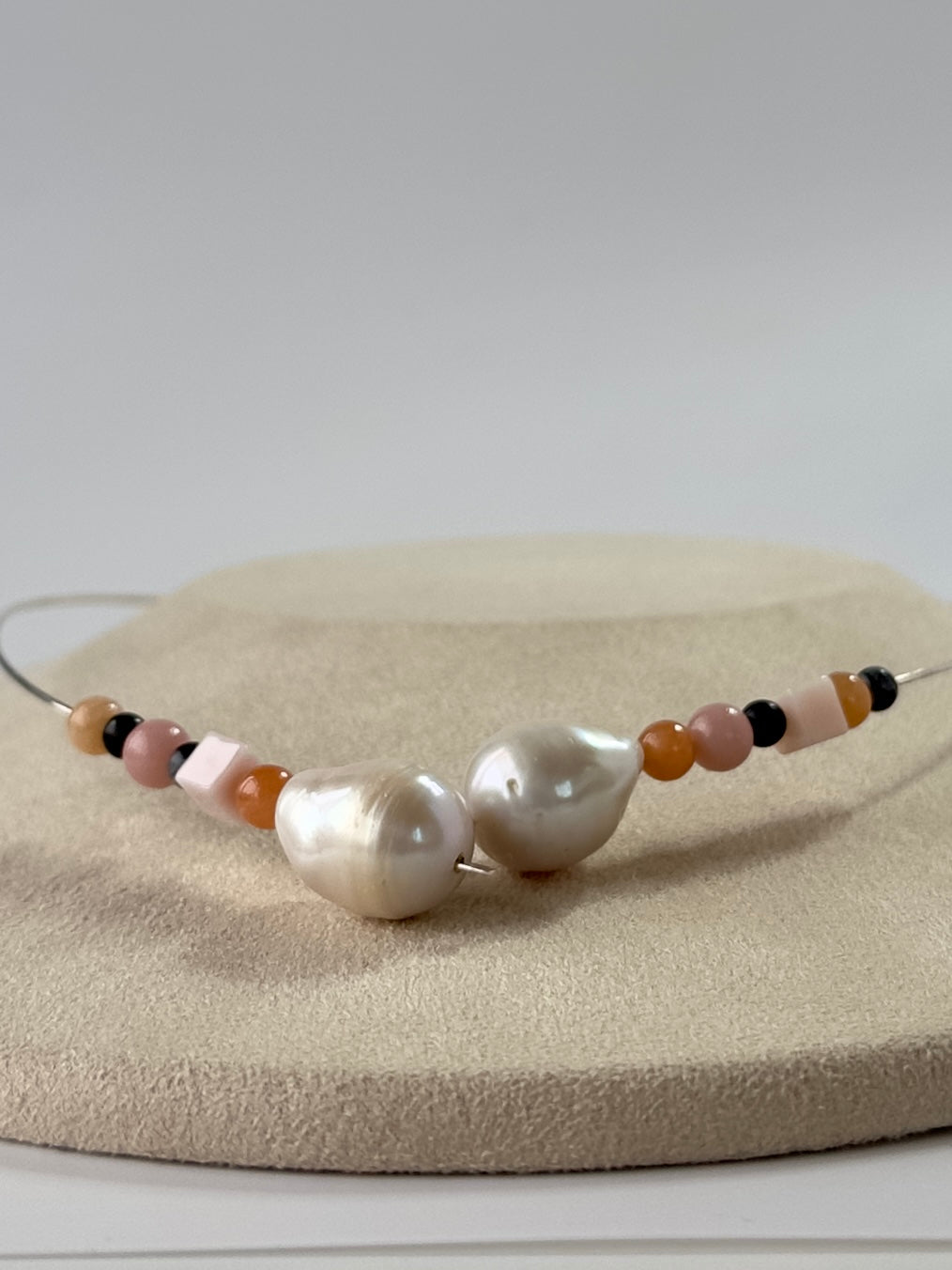 Close-up of Cancer birthstone Healing Crystal necklace for Stress Relief