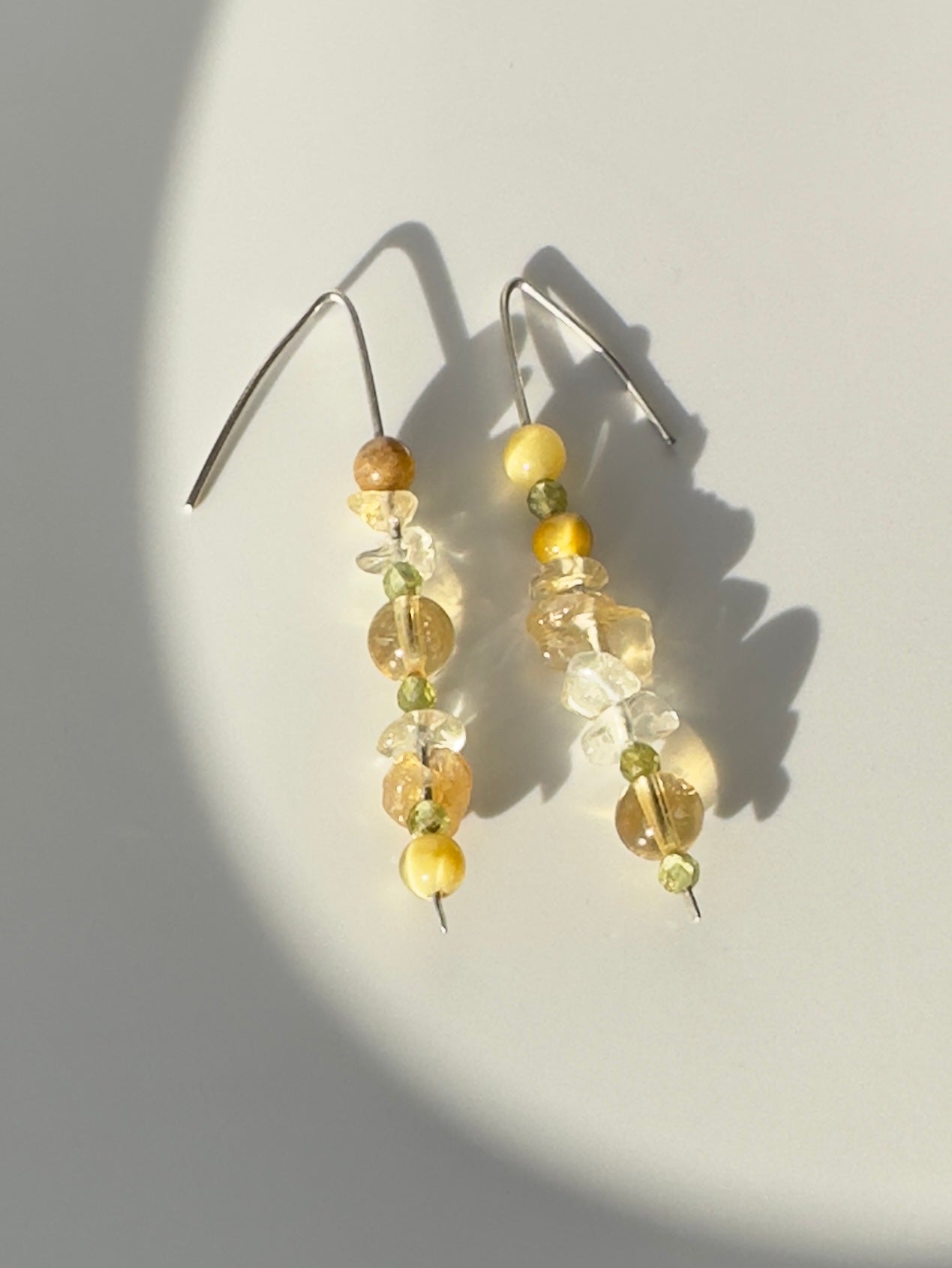 Close-up of Gemini birthstone Healing Crystal earrings for Confidence and Self-esteem