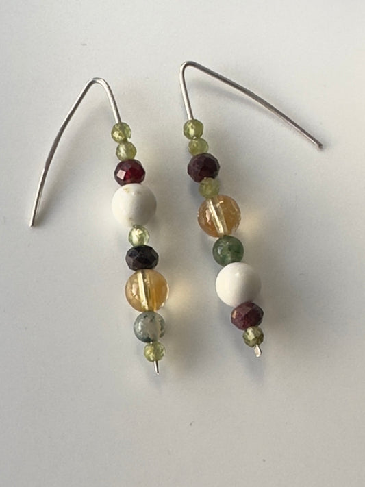 Close-up of Virgo birthstone Healing crystal earrings for Love and Compassion