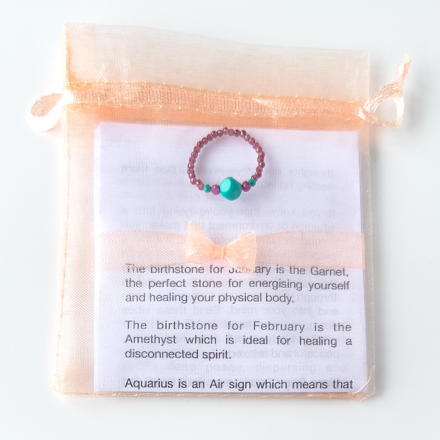 Courage Healing Crystal Ring for Leo, Capricorn, Sagittarius & Scorpio with packaging