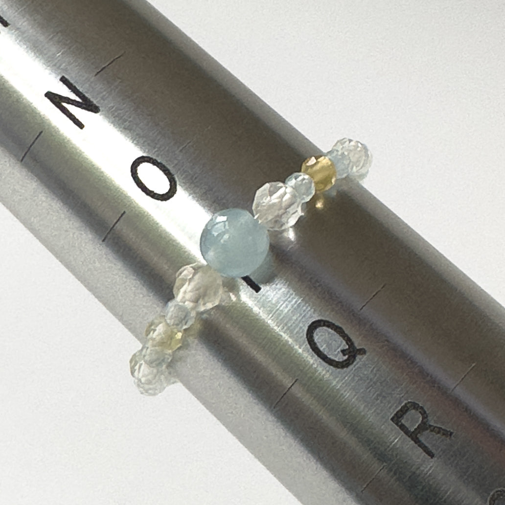 Courage Birthstone Healing Crystal ring for Gemini, Aries, Libra or Scorpio On mandrel showing size of P