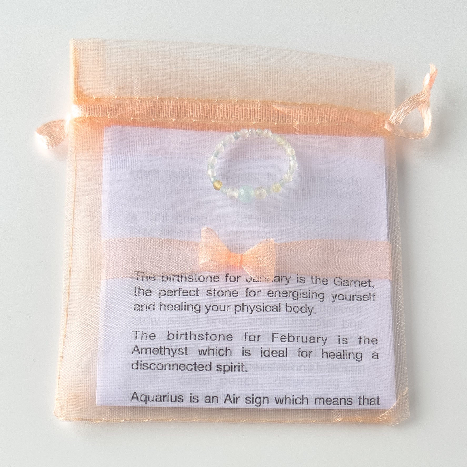 Courage Healing Crystal ring for Gemini, Aries, Libra or Scorpio with pakaging