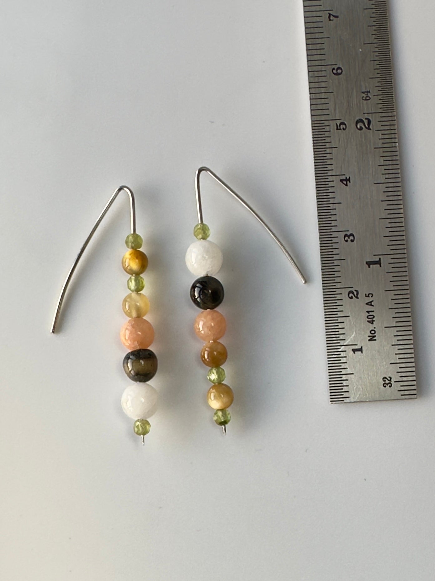 Gemini birthstone Healing Crystal earrings for Calm and stress relief showing length of 5cm