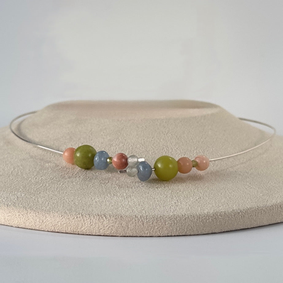 Sterling silver and healing crystal necklace with Leo birthstones for Stress Relief