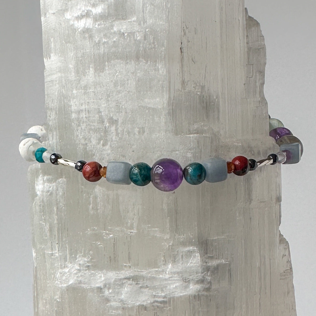 Healing Crystal & Sterling Silver bracelet for Determination & Willpower with Aromatherapy beads