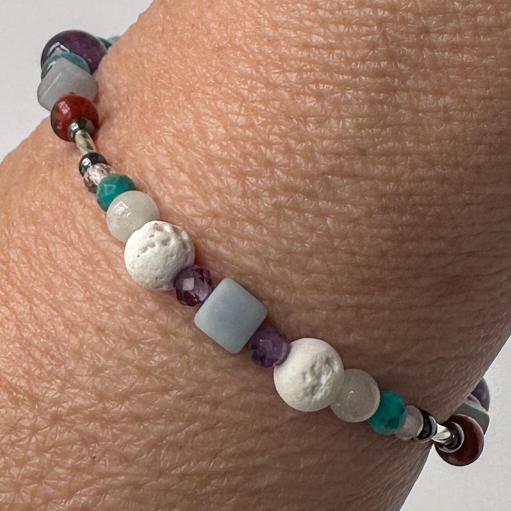 Healing Crystal & Sterling Silver bracelet for Determination & Willpower with Aromatherapy beads