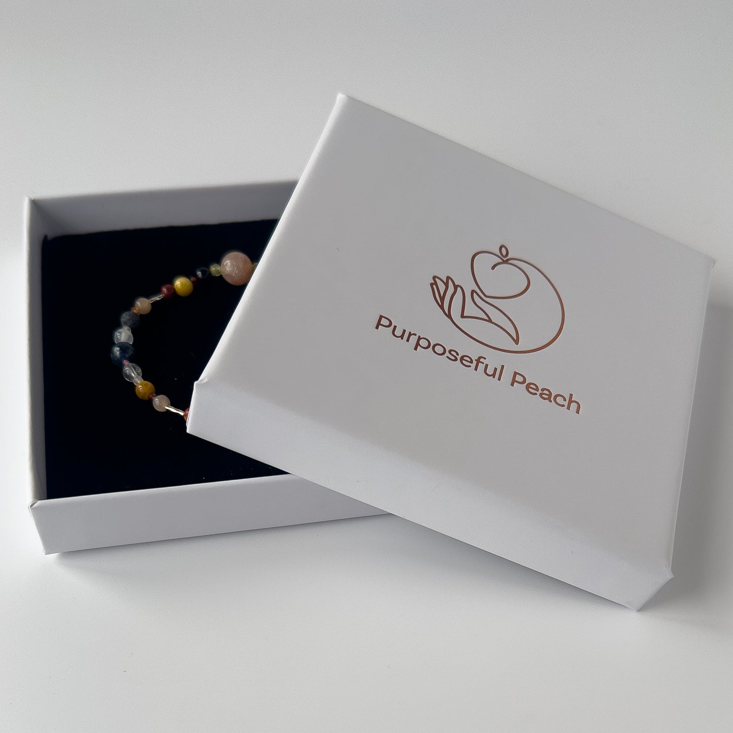 Leo Healing Crystal bracelet for Confidence in branded Purposeful Peach box
