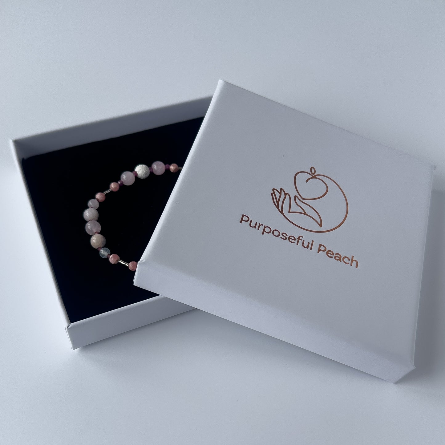 Leo Healing Crystal bracelet for Love in branded Purposeful Peach box
