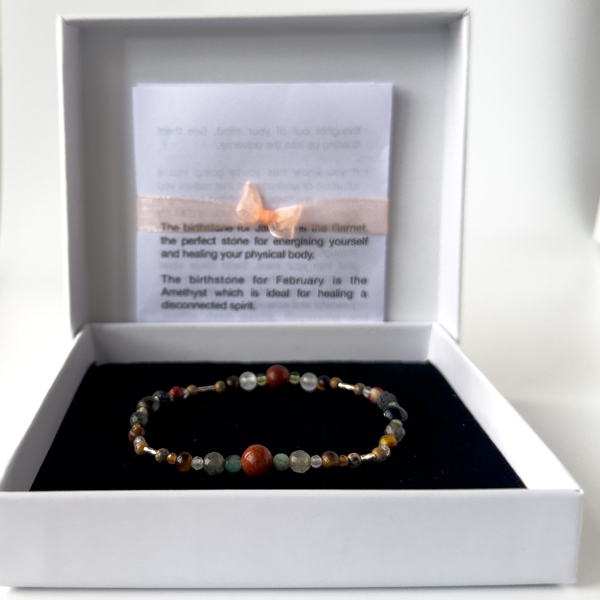 Leo Birthstone Healing Crystal bracelet for Calm & Stress relief in box