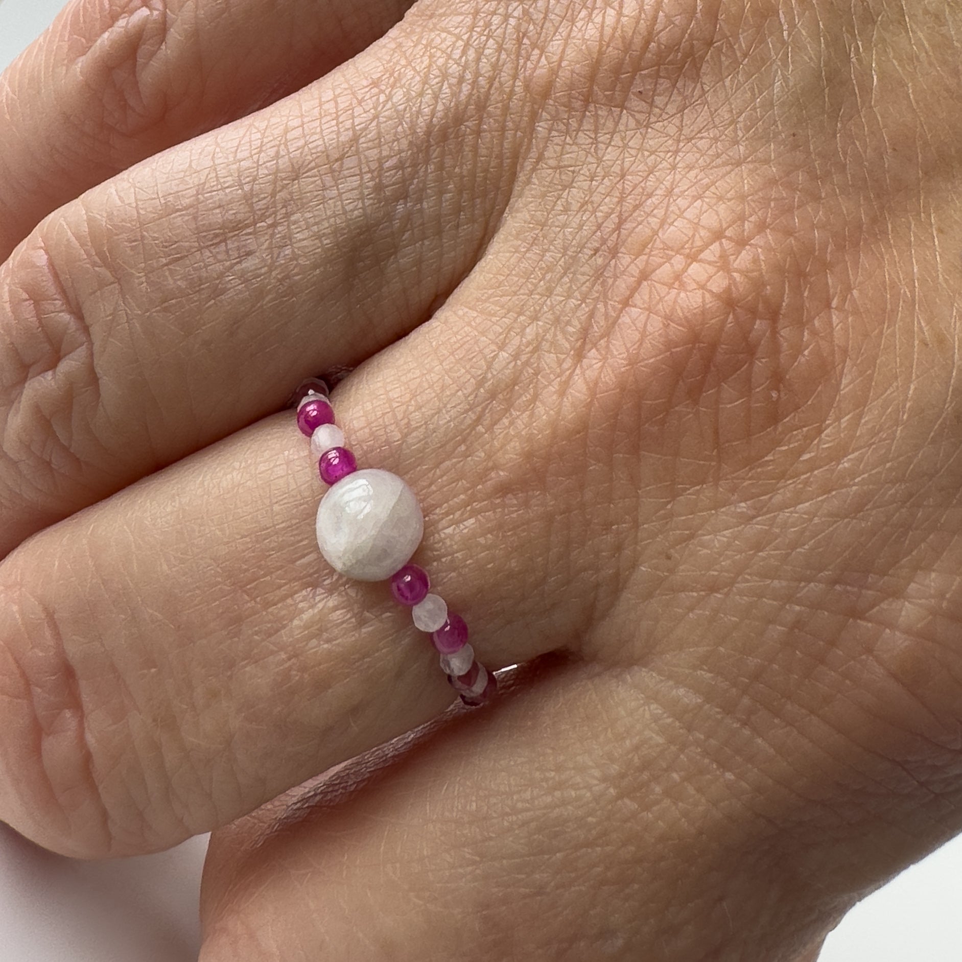 Leo birthstone Healing Crystal ring for Love and Compassion on finger