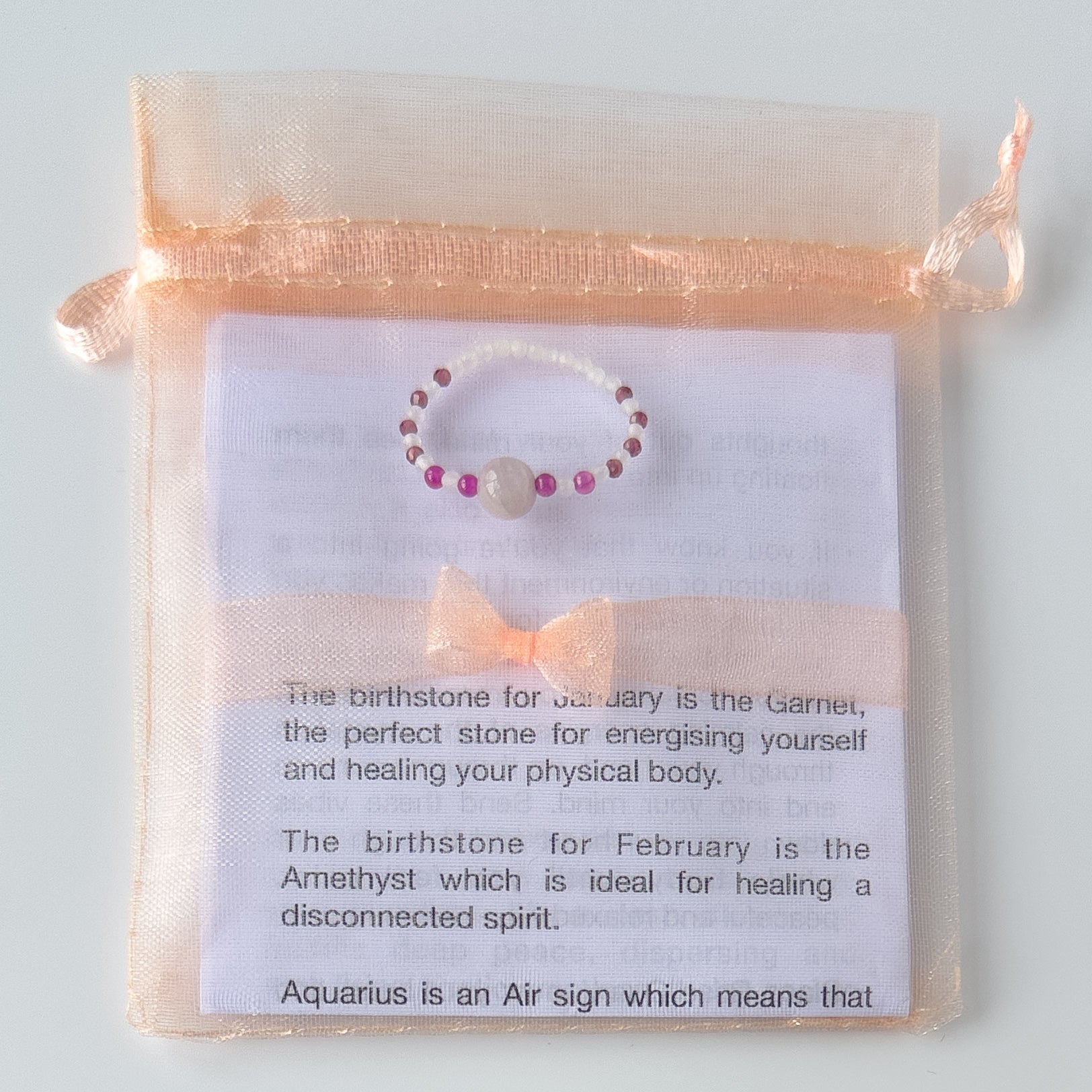 Leo birthstone Healing Crystal ring for Love and Compassion with packaging