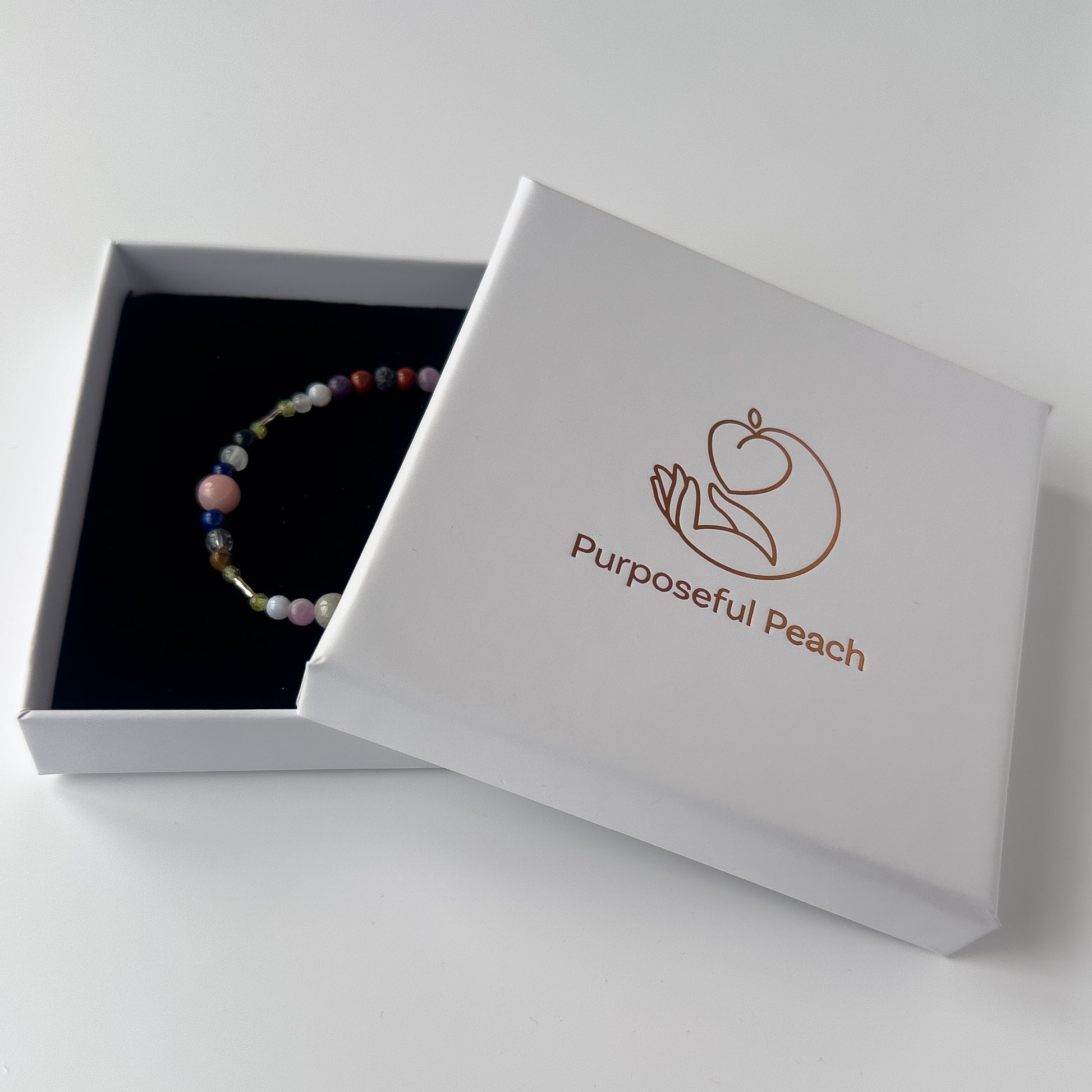 Libra Healing Crystal bracelet for Stress in branded Purposeful Peach box