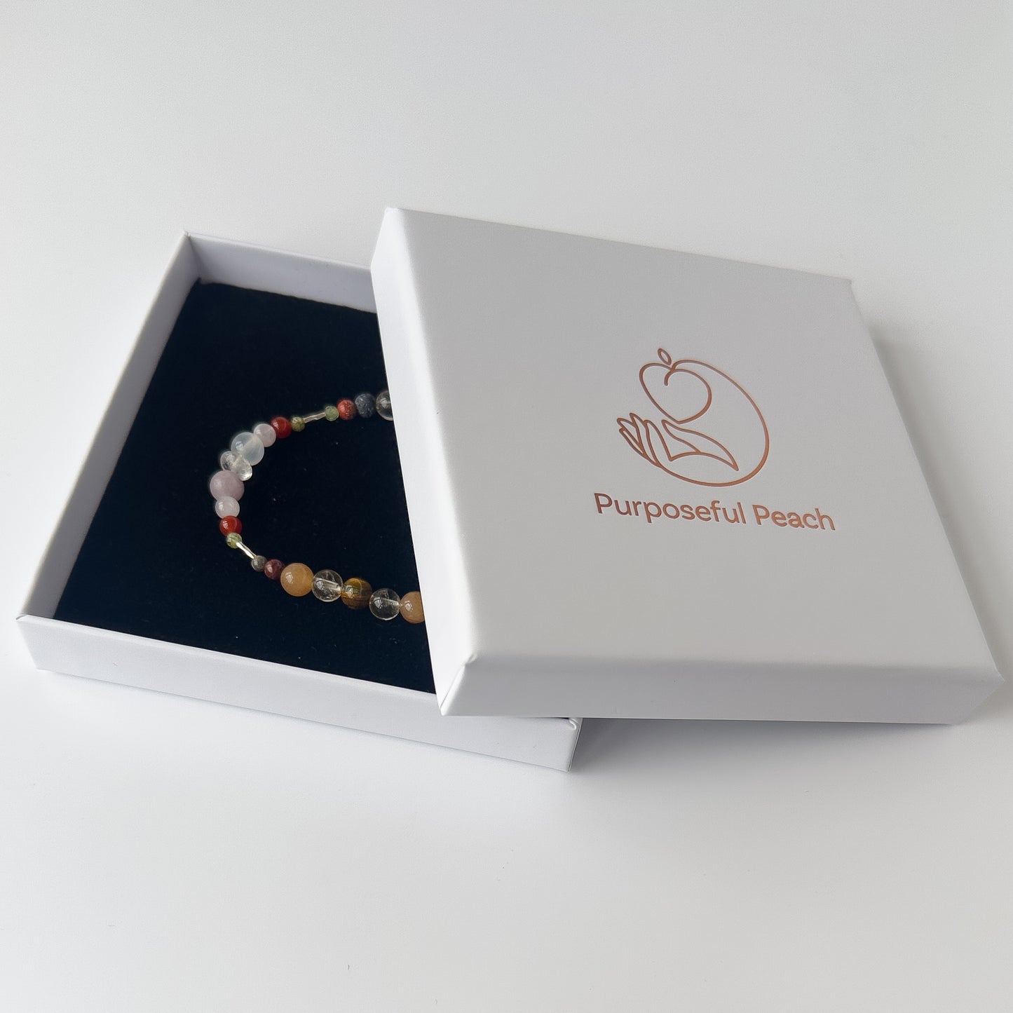 Libra Healing Crystal bracelet for Willpower in branded Purposeful Peach box