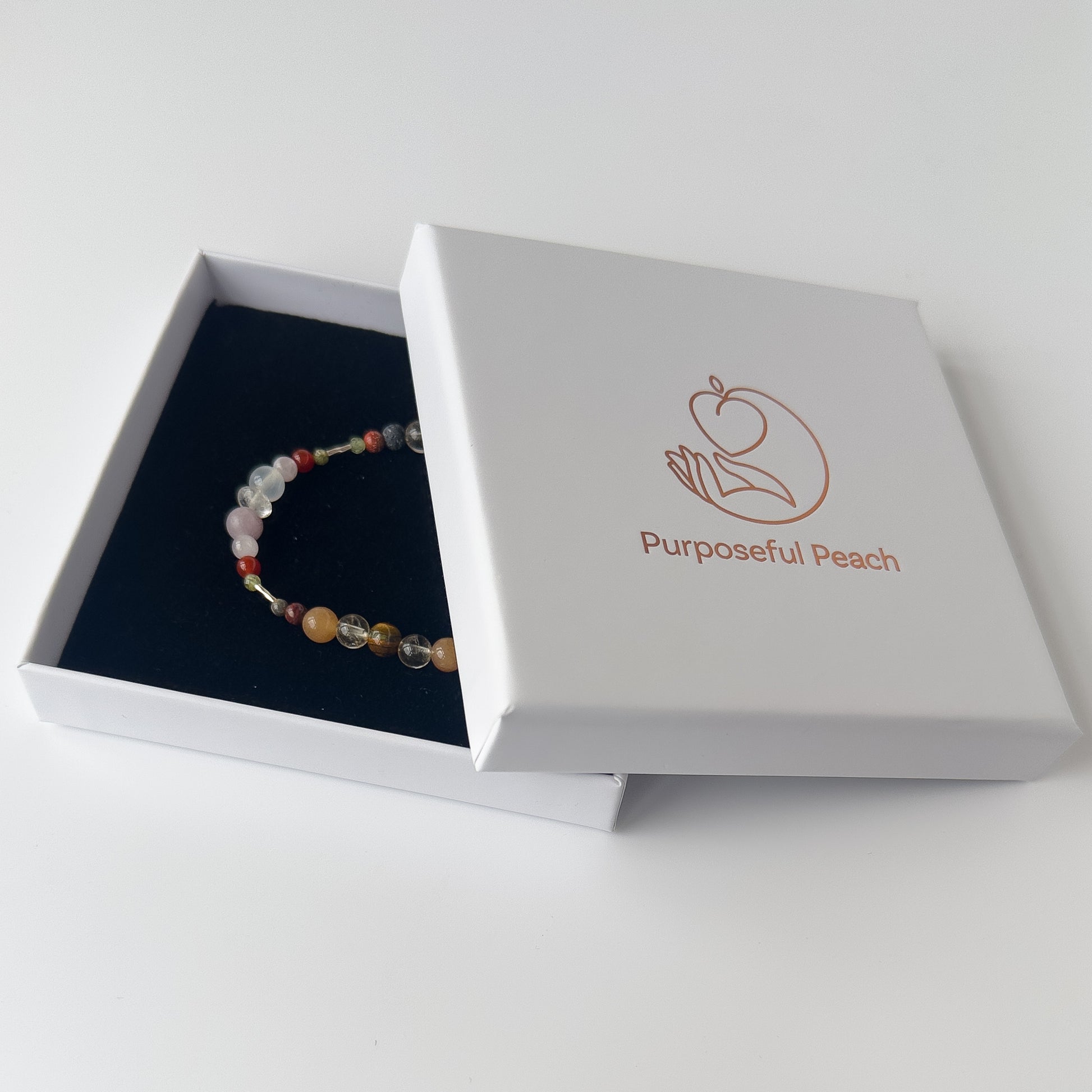 Libra Healing Crystal bracelet for Willpower in branded Purposeful Peach box