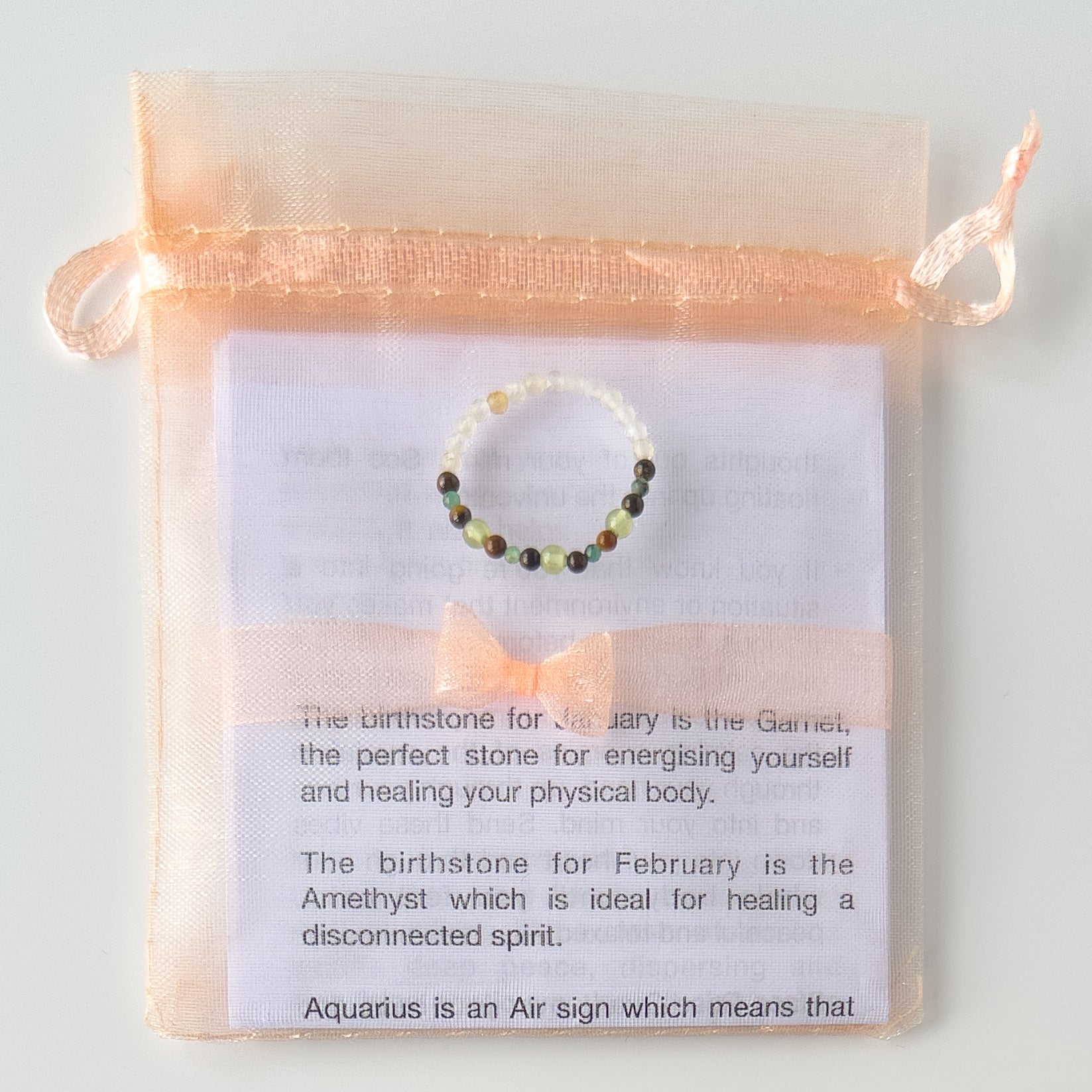 Love and Compassion Healing Crystal ring for Libra, Gemini, Leo or Pisces with packaging