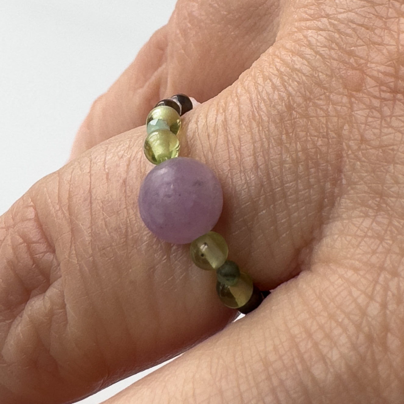 Love Healing Crystal ring for Pisces or Libra on finger