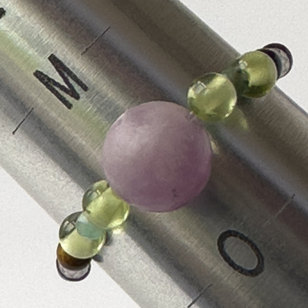 Love Birthstone Healing Crystal ring for Pisces or Libra on mandrel showing size as N