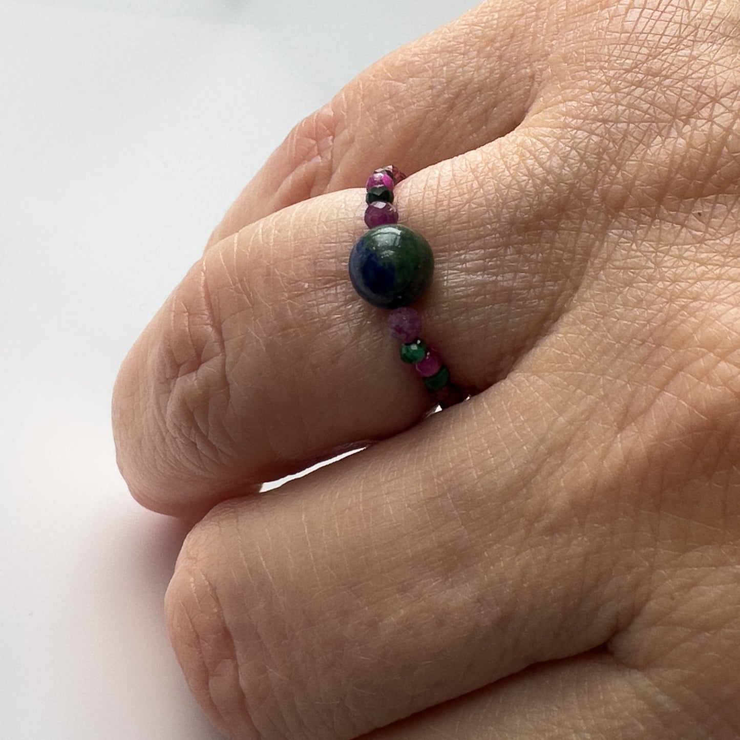 Love and Compassion Healing Crystal ring for Sagittarius or Capricorn on finger
