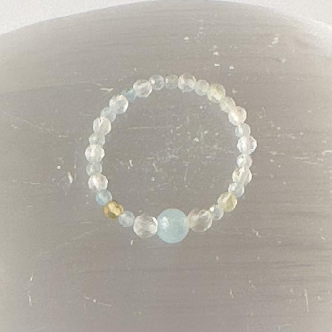 Overhead view of Courage Birthstone Healing Crystal ring for Gemini, Aries, Libra or Scorpio