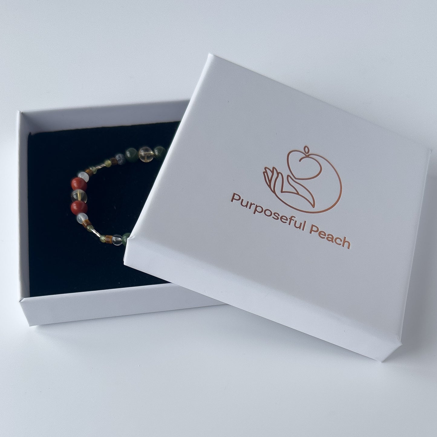 Pisces Healing Crystal bracelet for Love in branded Purposeful Peach box