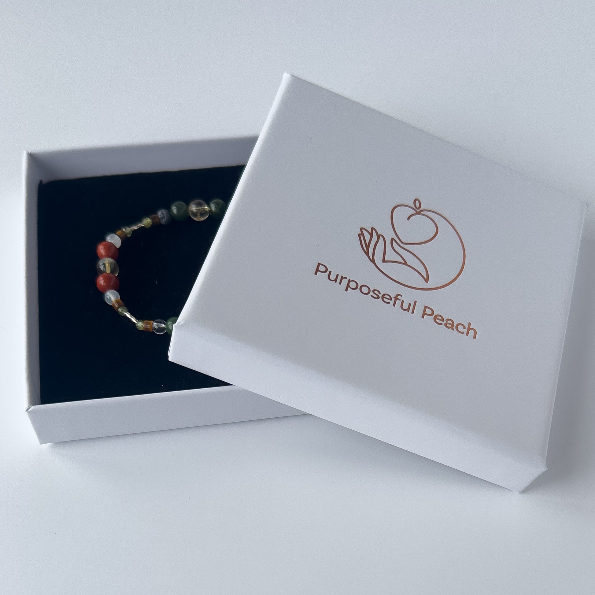 Pisces Healing Crystal bracelet for Love in branded Purposeful Peach box