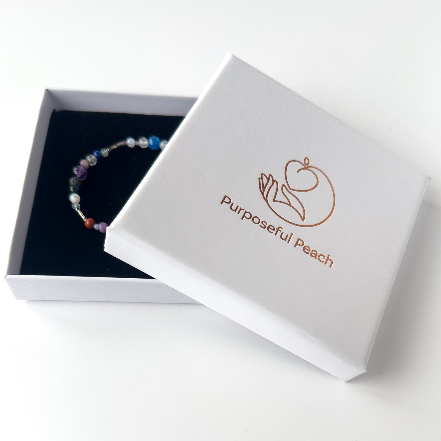 Pisces Healing Crystal bracelet for Stress in branded Purposeful Peach box