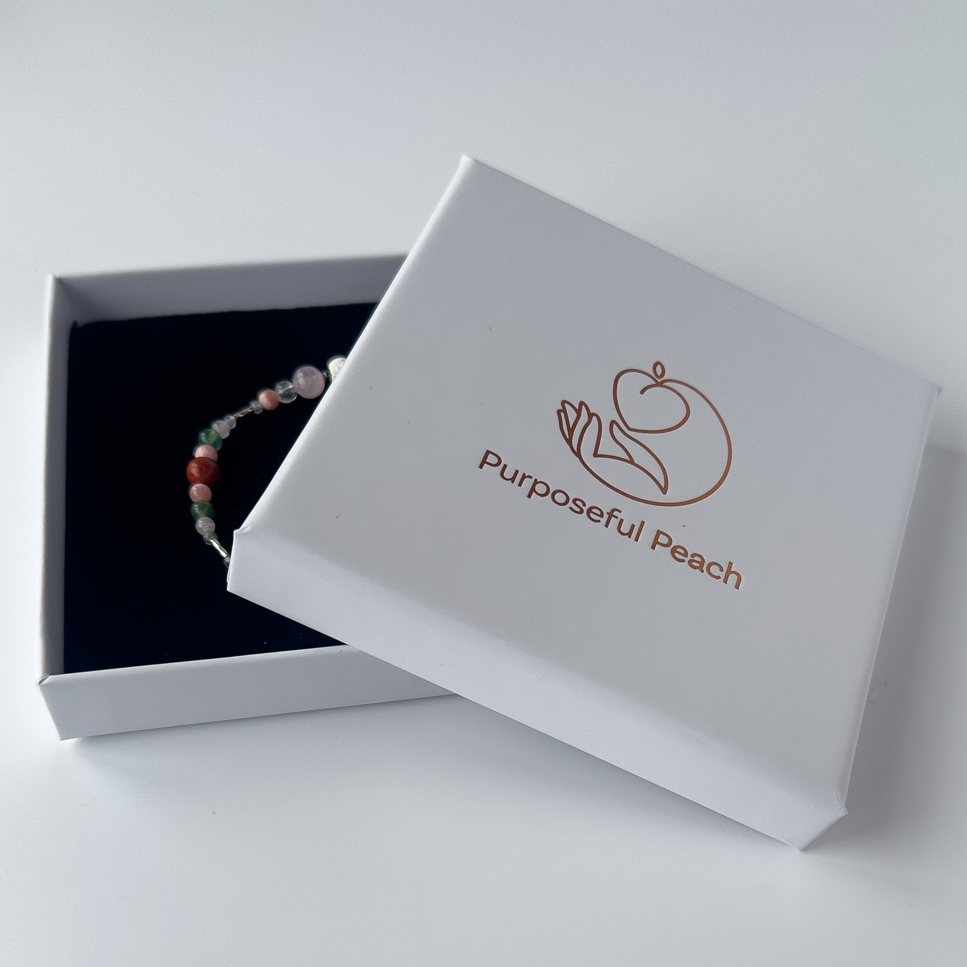 Aquarius Healing Crystal bracelet for Love in branded Purposeful Peach box