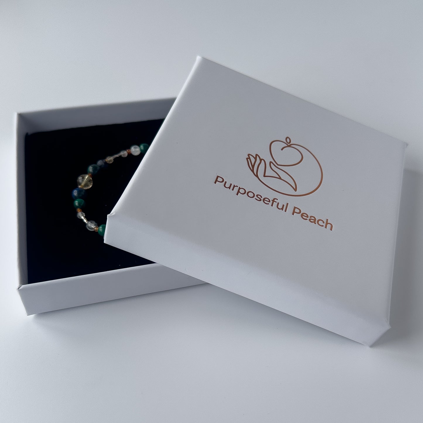 Sagittarius Healing Crystal bracelet for Love in branded Purposeful Peach box