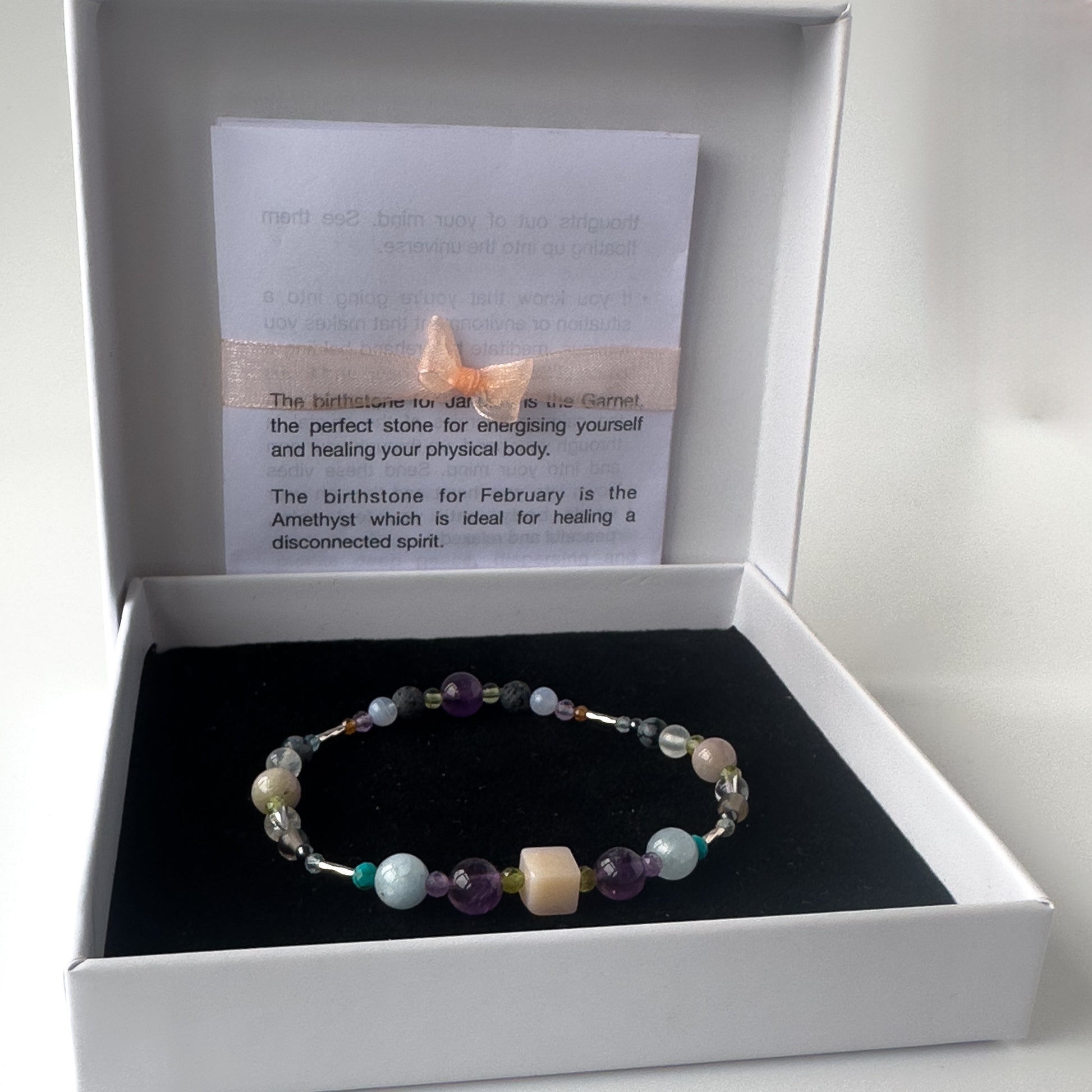 Scorpio Birthstone Healing Crystal bracelet for Calm & Stress in box