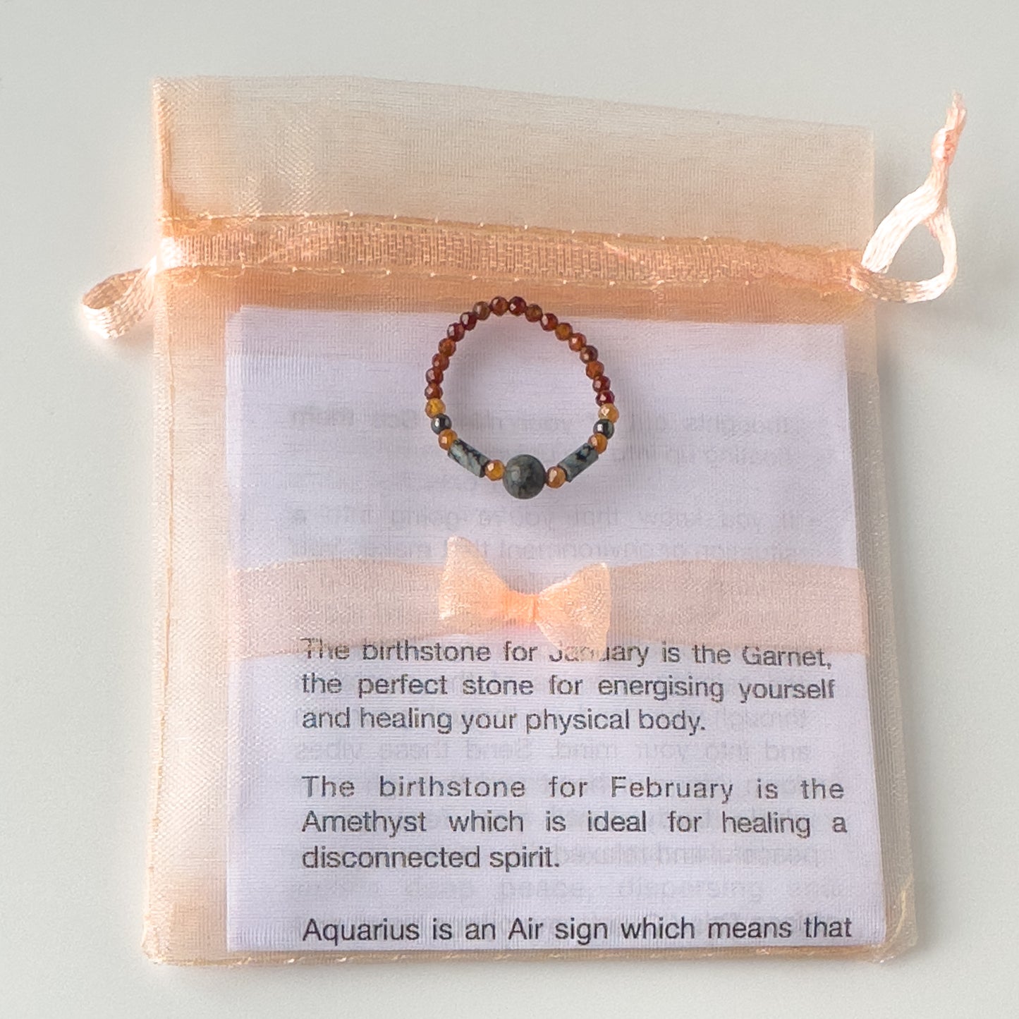 Scorpio birthstone Healing Crystal ring for Strength and Courage with packaging