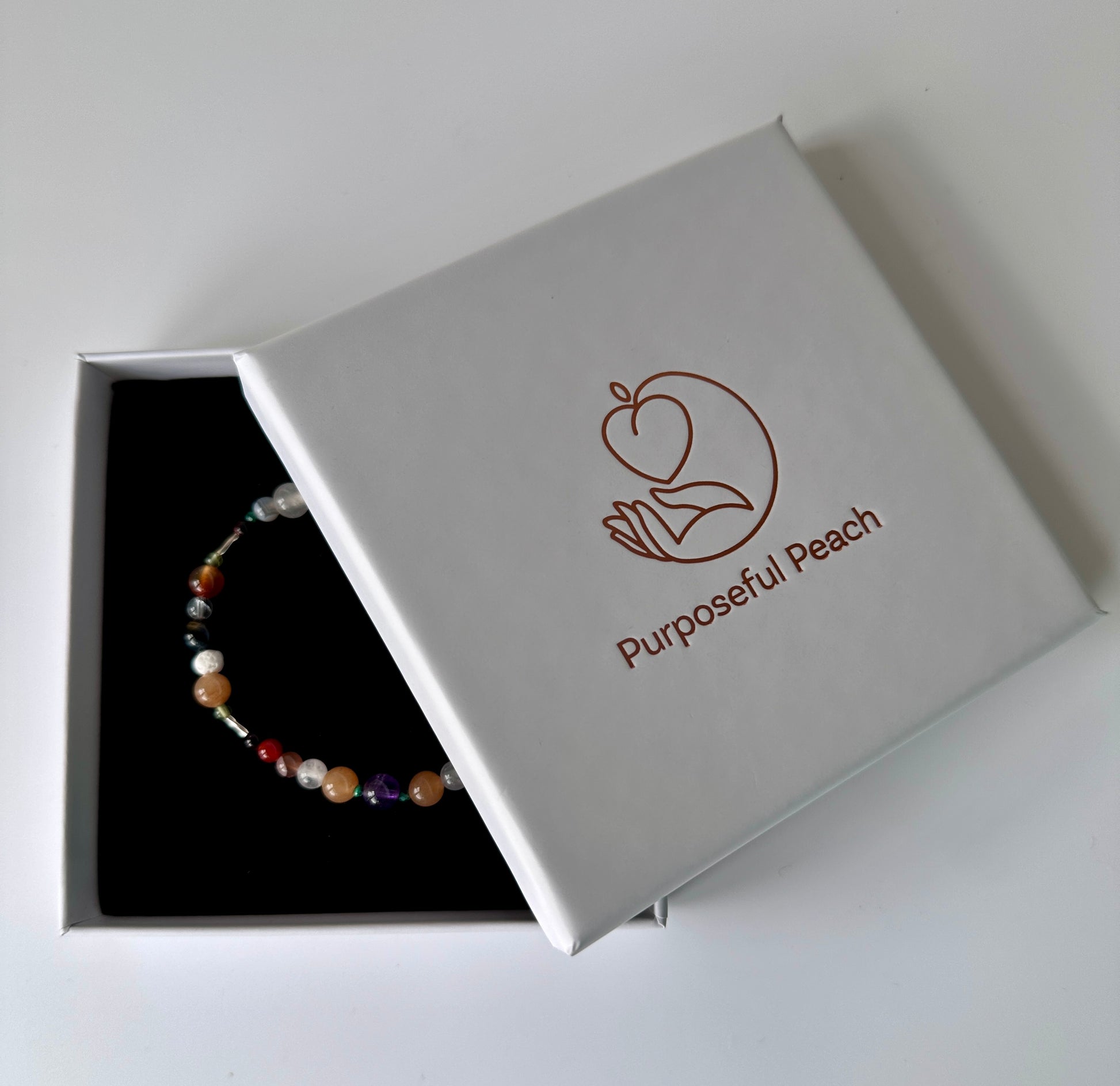 Taurus Handmade Healing Crystal bracelet for Willpower in branded Purposeful Peach box