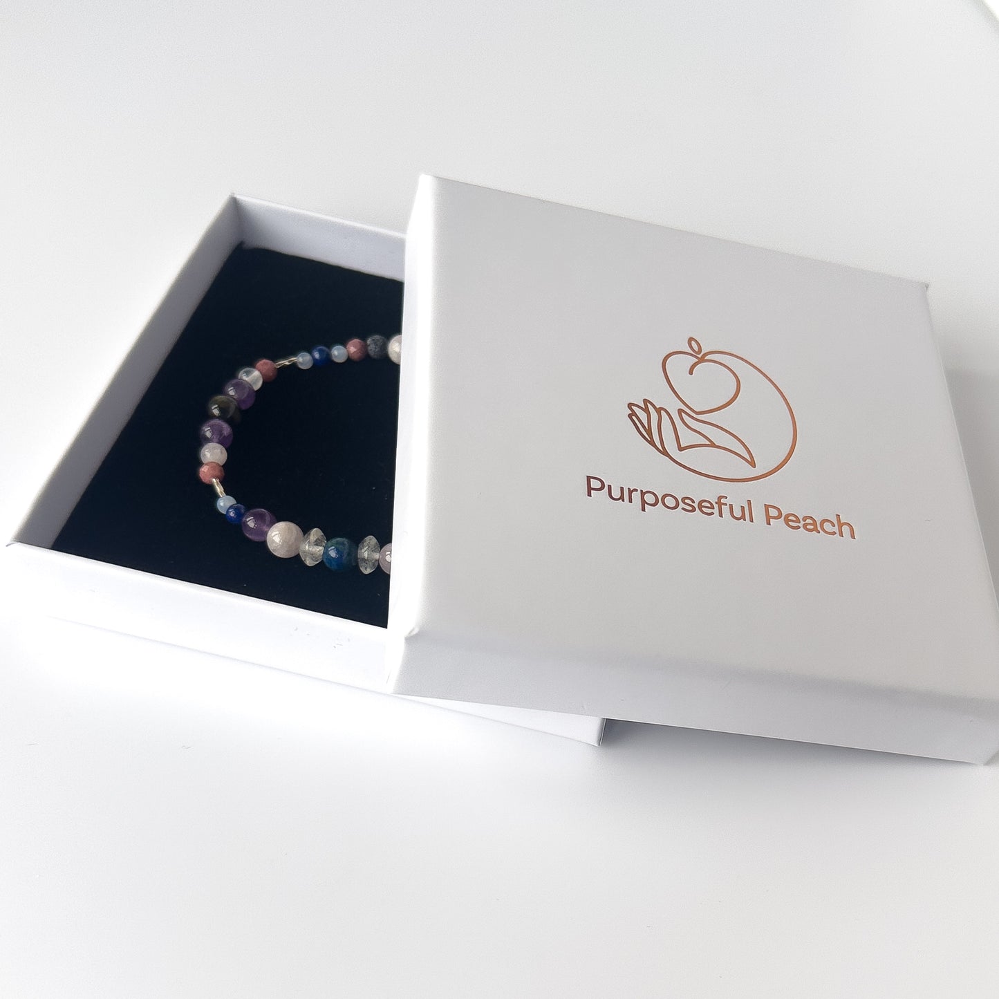 Taurus Healing Crystal bracelet for Anxiety in branded Purposeful Peach gift box