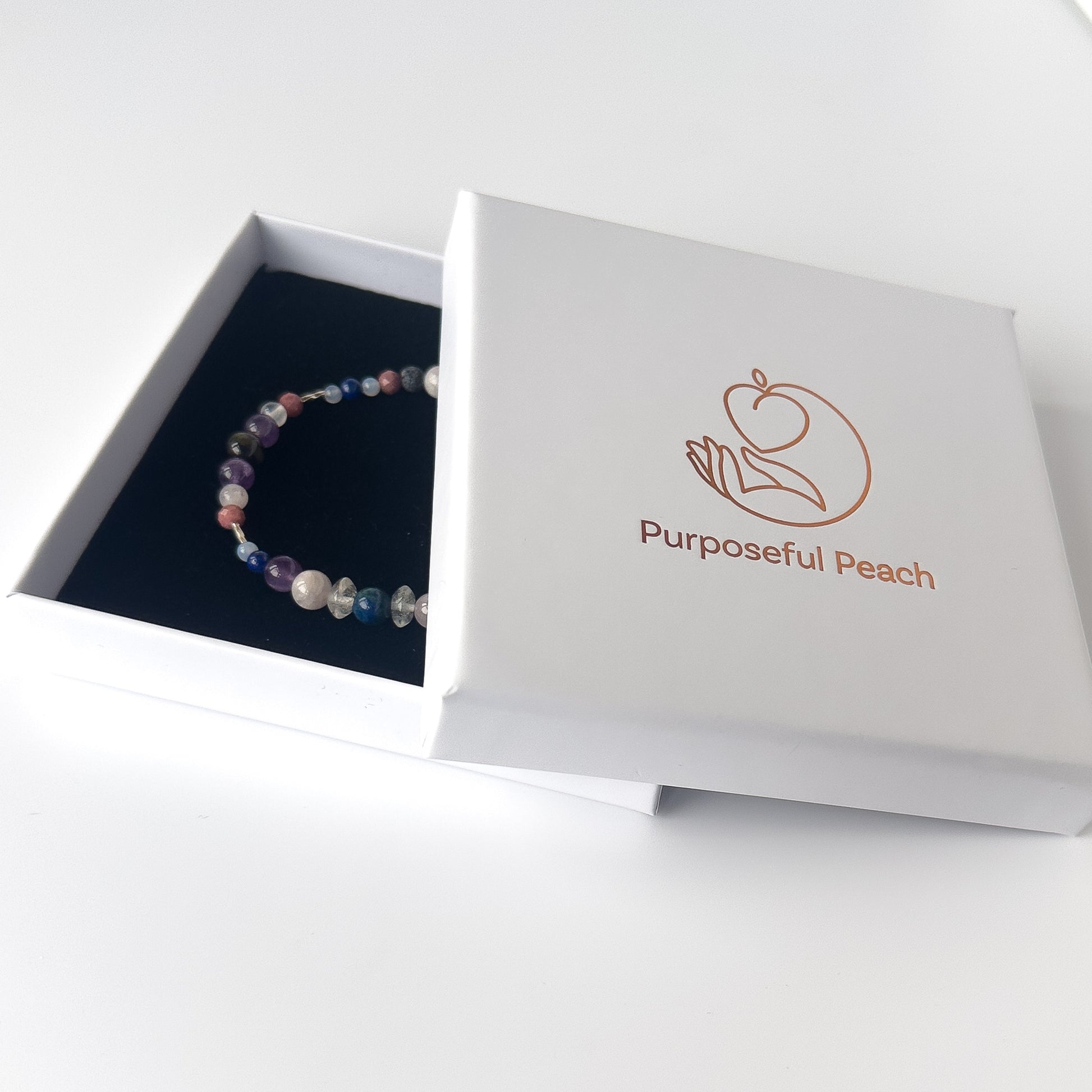 Taurus Healing Crystal bracelet for Anxiety in branded Purposeful Peach gift box