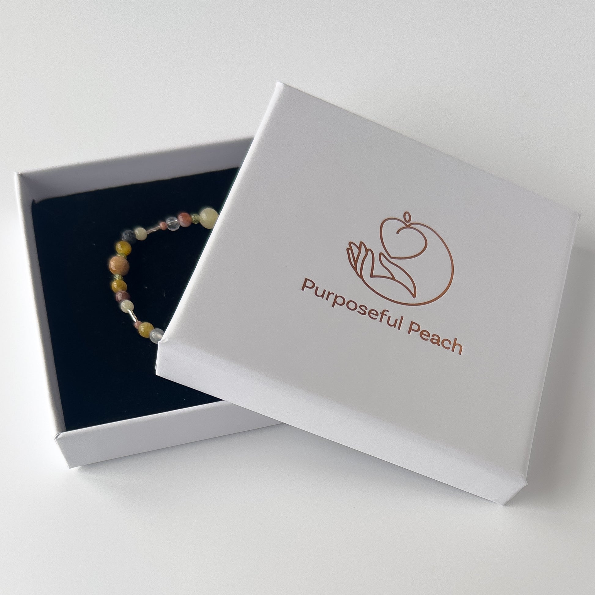 Taurus Healing Crystal bracelet for Confidence in branded Purposeful Peach gift box